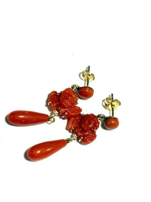 Oorbellen - 14 karaat Roségoud Koraal - Koraal, Bijoux, Sacs & Beauté, Boucles d'oreilles