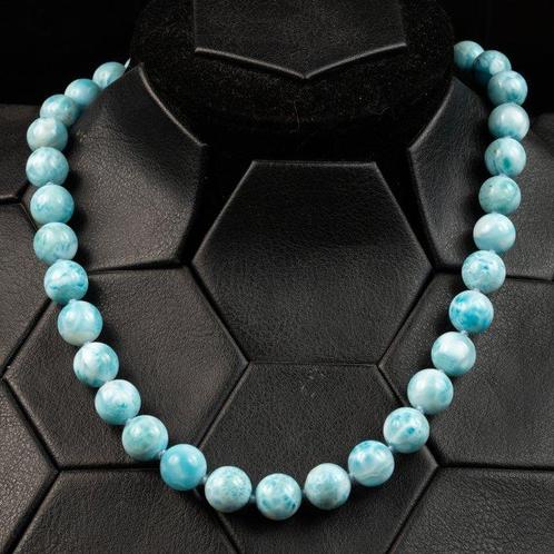 36 Larimar parels van 11,5 mm. Exclusieve ketting 1e, Verzamelen, Mineralen en Fossielen