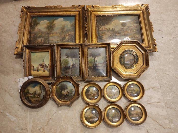 Lijst (14) - Hout - miniatuurvierkantjes, Antiek en Kunst, Antiek | Speelgoed