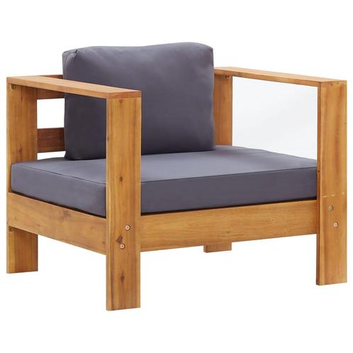 vidaXL Tuinstoel met kussen massief acaciahout donkergrijs, Tuin en Terras, Tuinsets en Loungesets, Nieuw, Verzenden