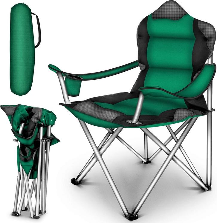 TRESKO® Campingstoel - Visstoel - Vouwstoel - Groen, Caravans en Kamperen, Kampeermeubelen, Nieuw, Verzenden