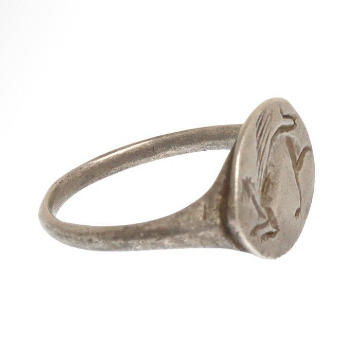 Oud-Grieks Zilver Zegelring met Sfinx, Antiek en Kunst, Antiek | Overige Antiek