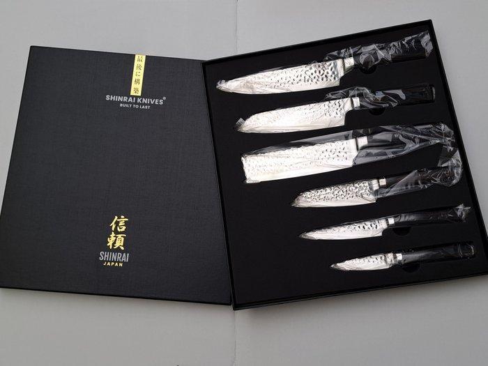 Shinrai Knives - 6 Piece professional knives set - Hammered, Antiek en Kunst, Antiek | Keukengerei