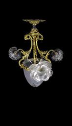 Kroonluchter - Glas, Messing - Art Nouveau Drieling Roos