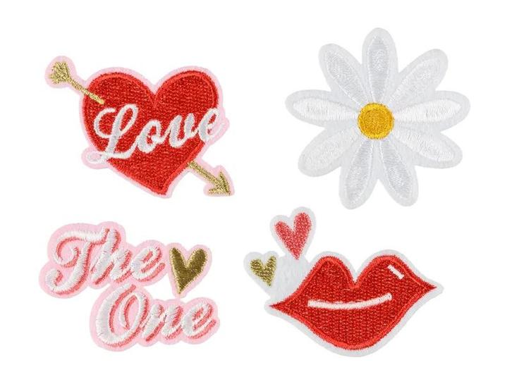 Strijk Embleem Love 4st, Hobby en Vrije tijd, Feestartikelen, Nieuw, Verzenden