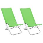vidaXL Strandstoelen 2 st inklapbaar stof groen, Tuin en Terras, Tuinstoelen, Verzenden, Nieuw