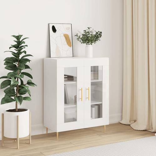 vidaXL Buffet Blanc brillant 69,5x34x90 cm Bois, Maison & Meubles, Armoires | Dressoirs, Neuf, Envoi