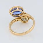 Ring - 14 karaat Geel goud - 4.10ct. tw. Tanzaniet - Diamant, Handtassen en Accessoires, Nieuw