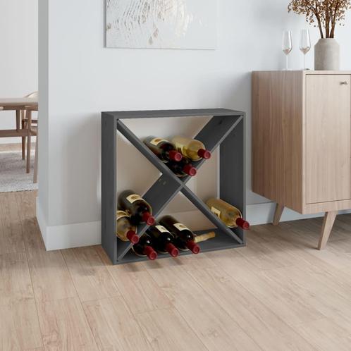 vidaXL Wijnkast 62x25x62 cm massief grenenhout grijs, Huis en Inrichting, Woonaccessoires | Wijnrekken, Nieuw, Verzenden