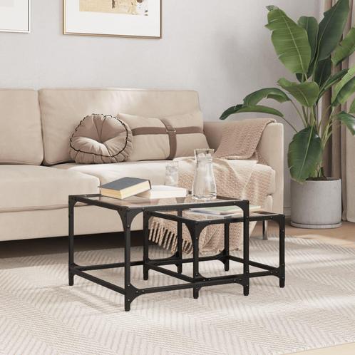 vidaXL 2-delige Tafeltjesset met transparant glazen blad, Huis en Inrichting, Tafels | Salontafels, Nieuw, Verzenden
