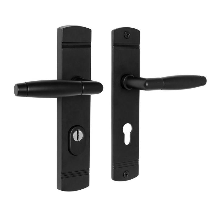 Retro buitendeurbeslag klink/klink PC72 in mat zwart met..., Bricolage & Construction, Serrurerie de bâtiment & Dispositif de fermeture