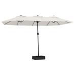 Zandwitte Duo Parasol 4.5m | Tweede Kansje | Tuin Must-have, Tuin en Terras, Verstelbaar, Verzenden, Nieuw, 2 tot 3 meter