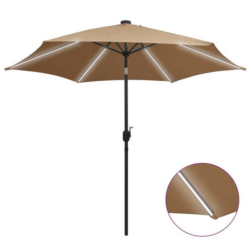 vidaXL Parasol met LED-verlichting en aluminium paal 300 cm, Tuin en Terras, Parasols, Nieuw, Verzenden