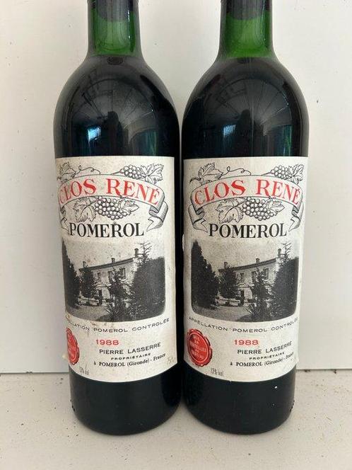 1988 Clos René - Pomerol - 2 Flessen (0.75 liter), Verzamelen, Wijnen