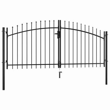vidaXL Hekpoort dubbele deur met speren bovenkant 300x150 cm, Jardin & Terrasse, Portes de jardin, Verzenden