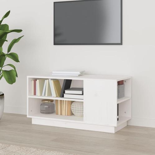 vidaXL Tv-meubel 80x35x40,5 cm massief grenenhout wit, Huis en Inrichting, Kasten |Televisiemeubels, Nieuw, Verzenden