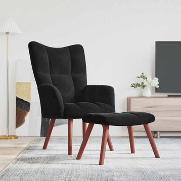 vidaXL Relaxstoel met voetenbank fluweel zwart, Huis en Inrichting, Fauteuils, Verzenden, Nieuw