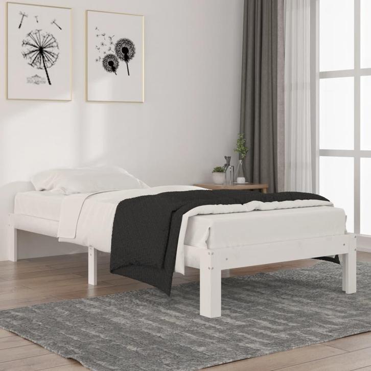 vidaXL Bedframe massief grenenhout wit 90x200 cm, Huis en Inrichting, Slaapkamer | Bedden, Nieuw, Verzenden