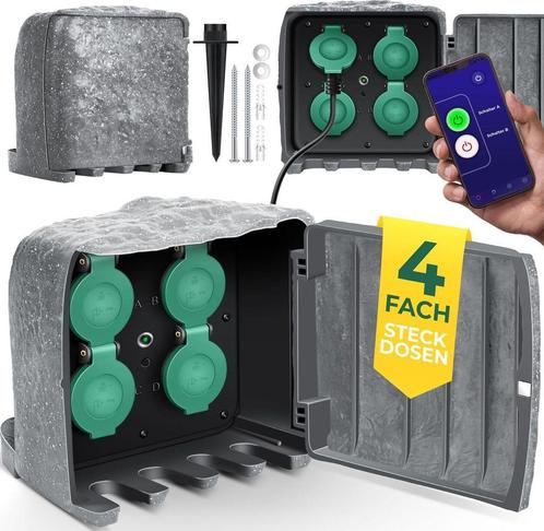 KESSER® Tuinstopcontact - 4 stopcontacten - IP44 waterdicht, Huis en Inrichting, Woonaccessoires | Overige, Verzenden
