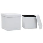 vidaXL Tabourets de rangement pliables lot de 2 blanc, Maison & Meubles, Verzenden, Neuf