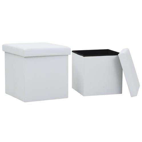 vidaXL Tabourets de rangement pliables lot de 2 blanc, Maison & Meubles, Chaises, Neuf, Envoi