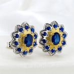 Zonder minimumprijs - Oorbellen Verguld Saffier - 18K goud, Handtassen en Accessoires, Oorbellen, Nieuw