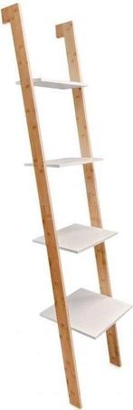 Ladder kast - 4 schappen - wit & bamboe, Ophalen of Verzenden