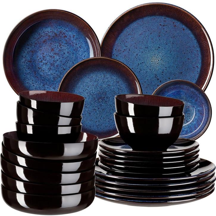 tectake Serviesset Mare van aardewerk, voor 6 personen - 24, Huis en Inrichting, Keuken | Servies, Verzenden