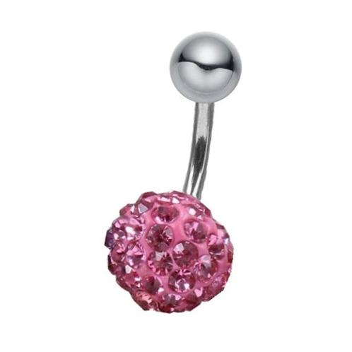 Fako Bijoux® - Navelpiercing - Disco Dots - 8mm - Roze, Handtassen en Accessoires, Piercings, Verzenden