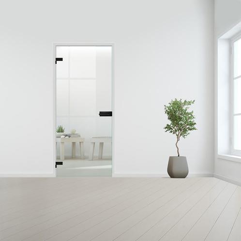 Glazen binnendeur voor opdek kozijn zwart beslag-Linksdraaie, Bricolage & Construction, Fenêtres & Moustiquaires, Envoi