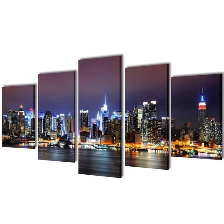 vidaXL Canvas muurdruk set Kleurrijke New York skyline 100 x, Verzamelen, Posters, Nieuw, Verzenden