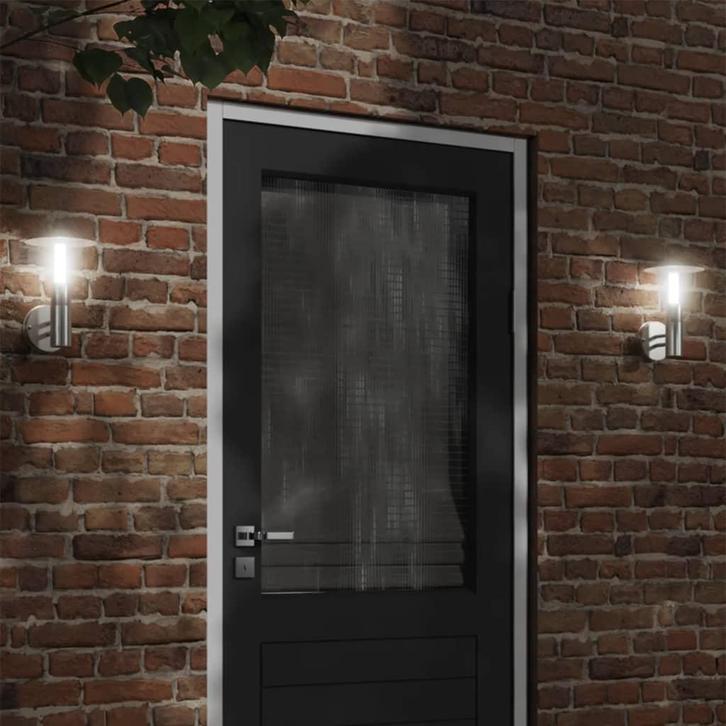 vidaXL Buitenwandlamp roestvrij staal zilverkleurig, Tuin en Terras, Buitenverlichting, Nieuw, Verzenden