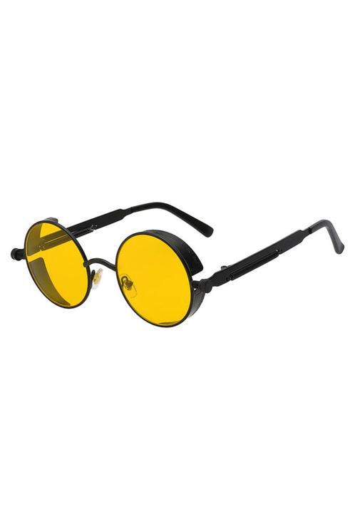 Ronde Bril Steampunk Vintage Zwart Montuur Rond Gele Glazen, Handtassen en Accessoires, Zonnebrillen en Brillen | Dames, Geel