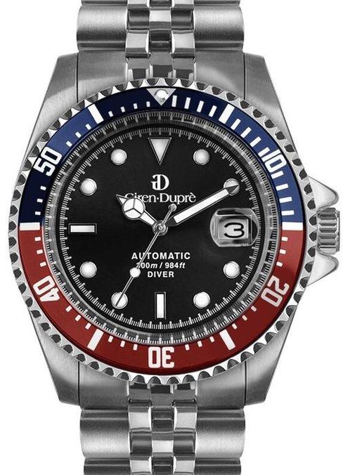 Giren Dupre - SUBACQUEO 44mm Automatico Diver Acciaio,, Handtassen en Accessoires, Horloges | Heren