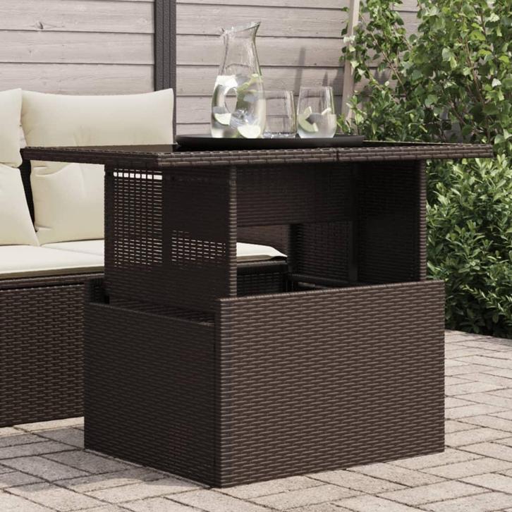 vidaXL Tuintafel met glazen blad 100x55x73 cm poly rattan, Tuin en Terras, Tuintafels, Nieuw, Verzenden