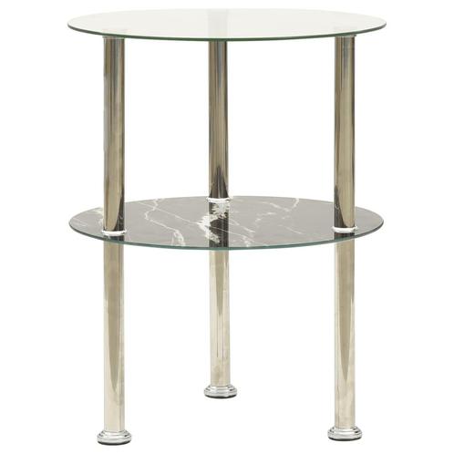 vidaXL Bijzettafel 2-laags 38 cm gehard glas transparant en, Maison & Meubles, Tables | Tables d'appoint, Envoi