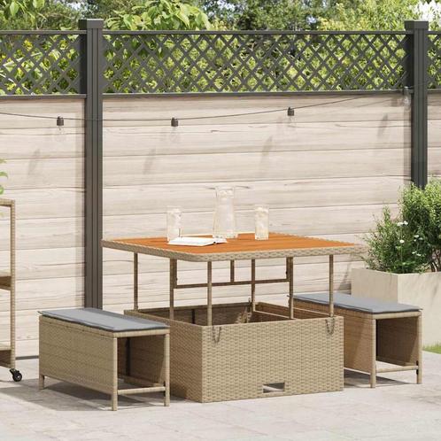 vidaXL 3-delige Tuinset met kussens - Beige, Poly Riet en, Tuin en Terras, Tuinsets en Loungesets, Tuinset, Nieuw, Verzenden