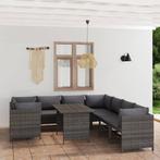 vidaXL 9-delige Loungeset met kussens poly rattan grijs, Tuin en Terras, Tuinsets en Loungesets, Verzenden, Nieuw, Loungeset