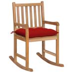 vidaXL Chaise à bascule avec coussin rouge Bois de teck soli