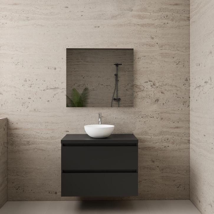 ACTIE BWS Badmeubel | Paris | Mat Zwart | 80 cm | met, Doe-het-zelf en Bouw, Sanitair, Bad, Nieuw, Ophalen of Verzenden