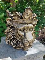 Beeld, lion head garden statue bronze color for flowers and, Antiek en Kunst