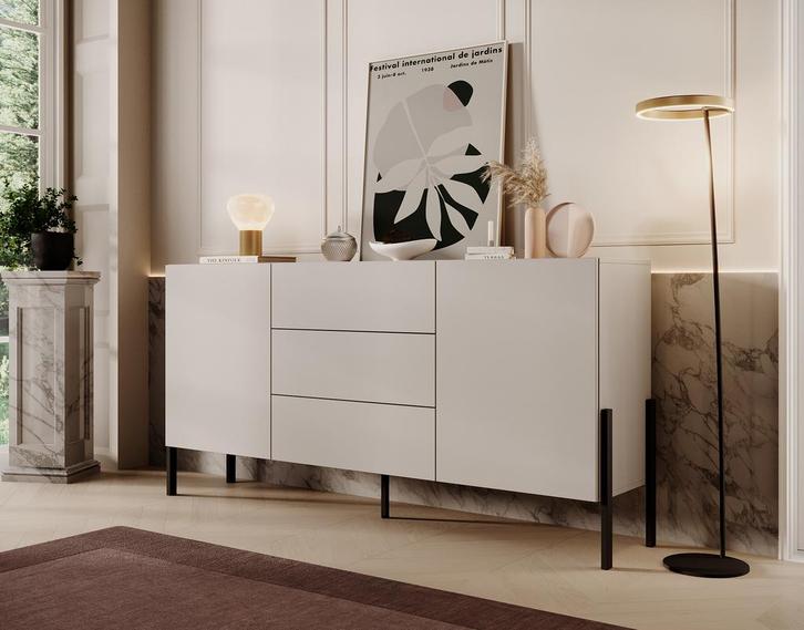 Meubella Dressoir Jordy beige 184 cm, Huis en Inrichting, Kasten | Dressoirs, 25 tot 50 cm, Nieuw, 150 tot 200 cm, Verzenden