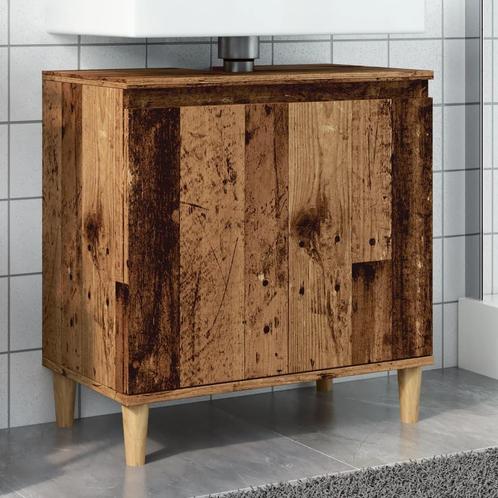 vidaXL Wastafelkast 58x33x60 cm bewerkt hout oud houtkleurig, Huis en Inrichting, Tafels | Kaptafels, Nieuw, Verzenden