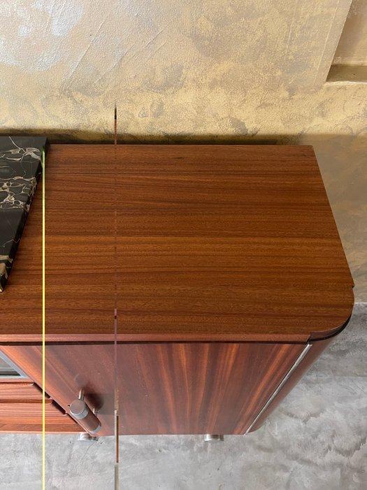 Gaston Poisson - Buffetkast - Mahonie, Metaal, Glas, Antiek en Kunst, Kunst | Designobjecten