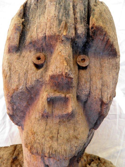Figuur - Begrafenispaal - Hout - Bongo - 112 cm - Bahr El, Antiek en Kunst, Kunst | Niet-Westerse kunst