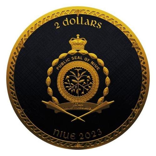 Niue. 2 Dollars 2023 1oz Niue Silver Scottish Unicorn Black, Postzegels en Munten, Munten | Europa | Niet-Euromunten