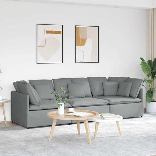 vidaXL Modulaire bank met kussens stof lichtgrijs, Huis en Inrichting, Zetels | Zetels, Nieuw, Verzenden