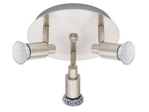 Veiling - EGLO Eridan spot 3-lichts nikkel mat, Huis en Inrichting, Lampen | Spots, Gebruikt