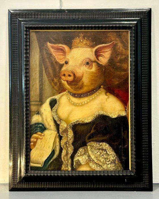 Spaanse school (XIX) - Ritratto antropomorfo, Antiek en Kunst, Kunst | Schilderijen | Klassiek