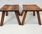 Kruk - Eik - Twee vintage eiken krukjes